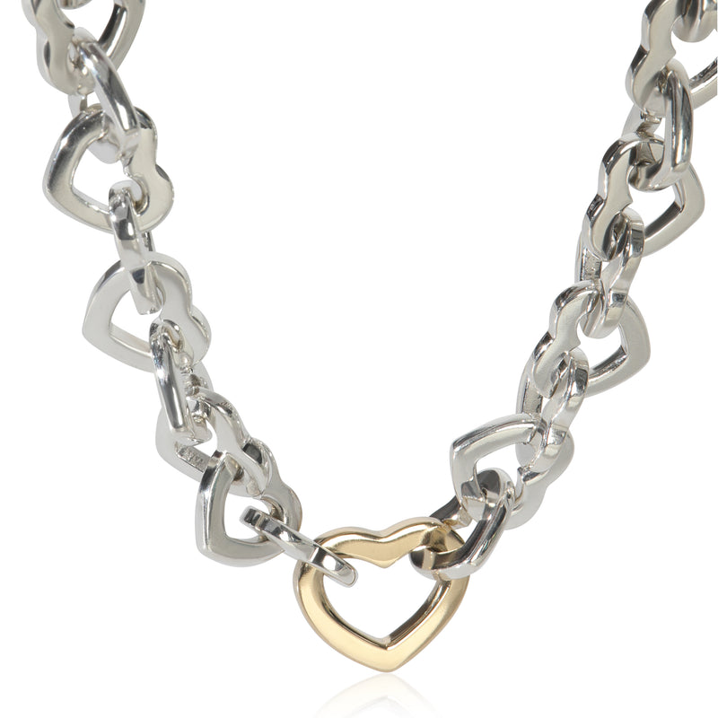Tiffany & Co. Yellow Gold & Sterling Silver Heart Link Necklace