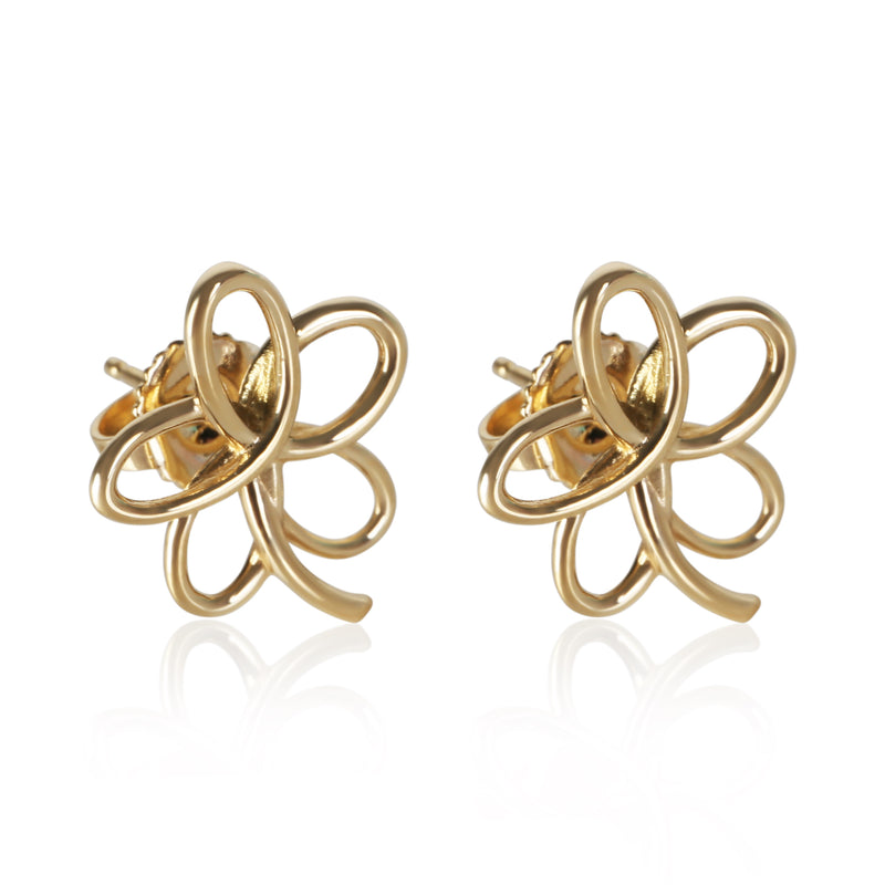 Tiffany & Co. Yellow Gold Villa Flower Earrings fv