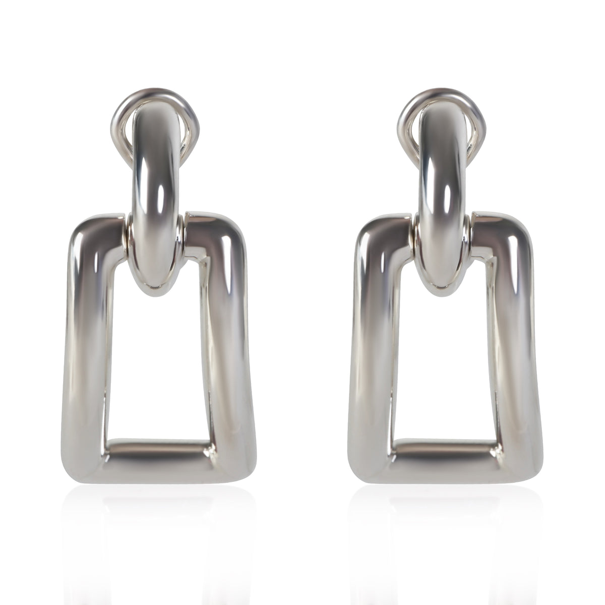 Tiffany & Co. Sterling Silver 2002 Rectangular Link Earrings fv