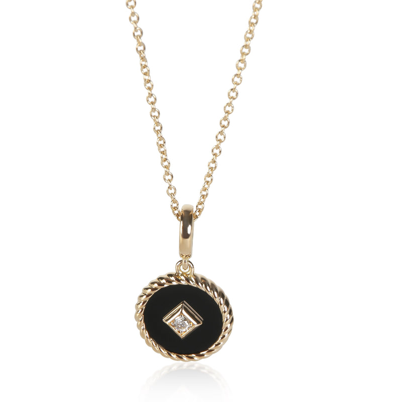 David Yurman Yellow Gold Diamond Cable Collectibles Pendant fv