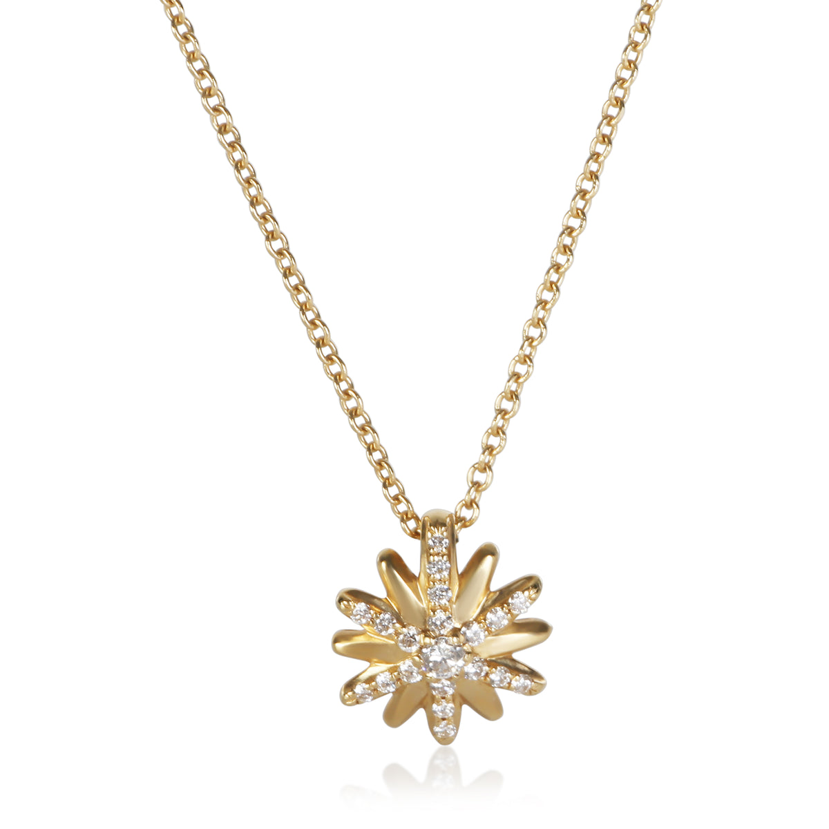 David Yurman Yellow Gold Diamond Petite Starburst Pendant 1