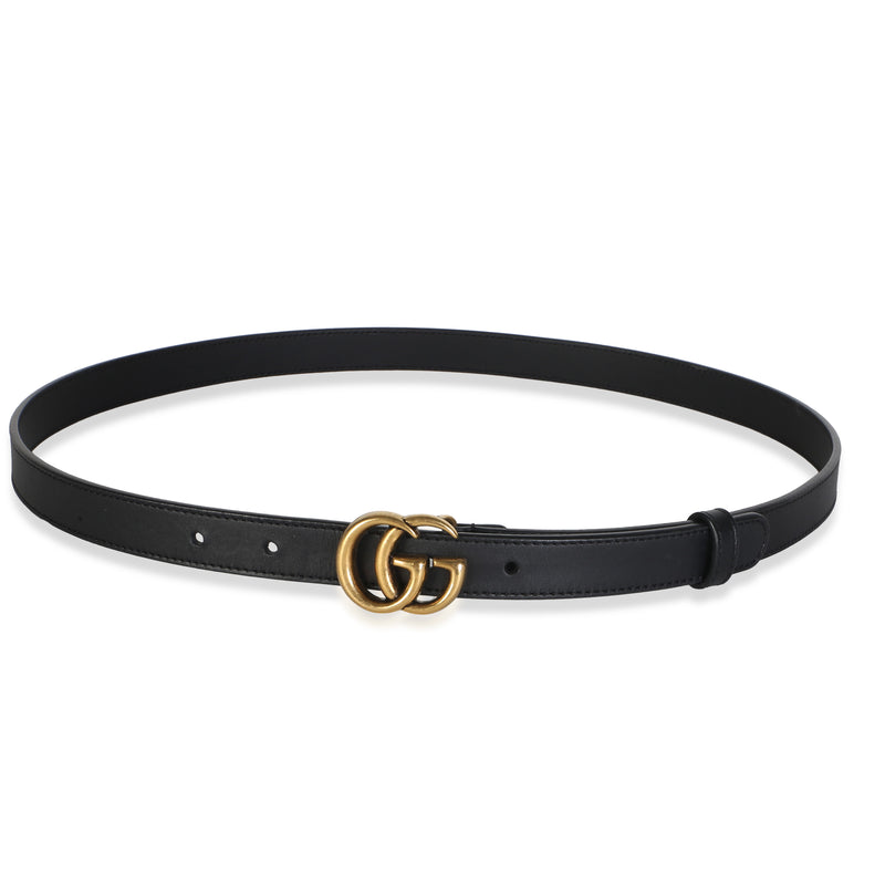 Gucci Black Calfskin Interlocking GG Marmont Thin Belt 90/36 id