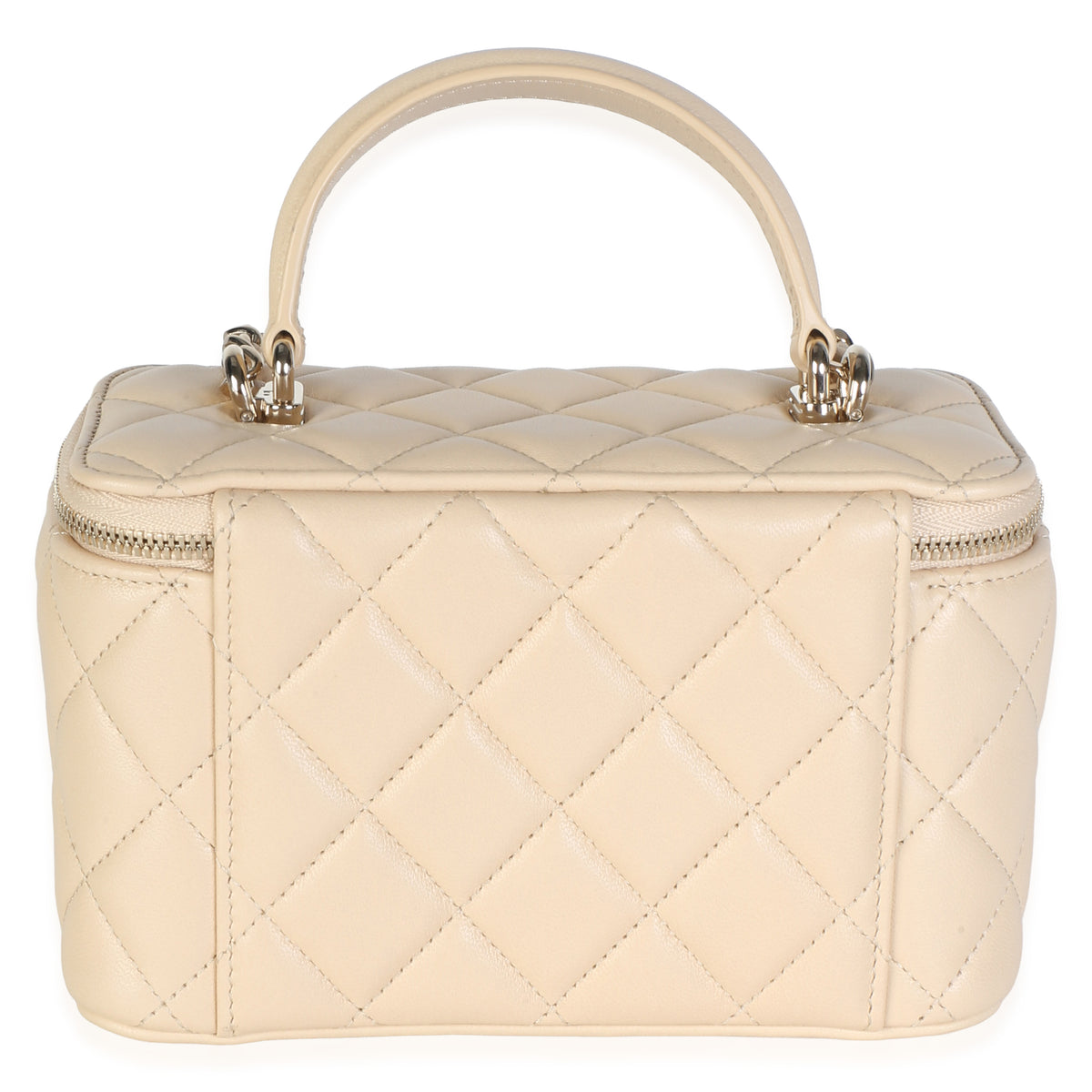 Chanel Beige Quilted Lambskin Small Top Handle Vanity Case With Chain Handbag 4