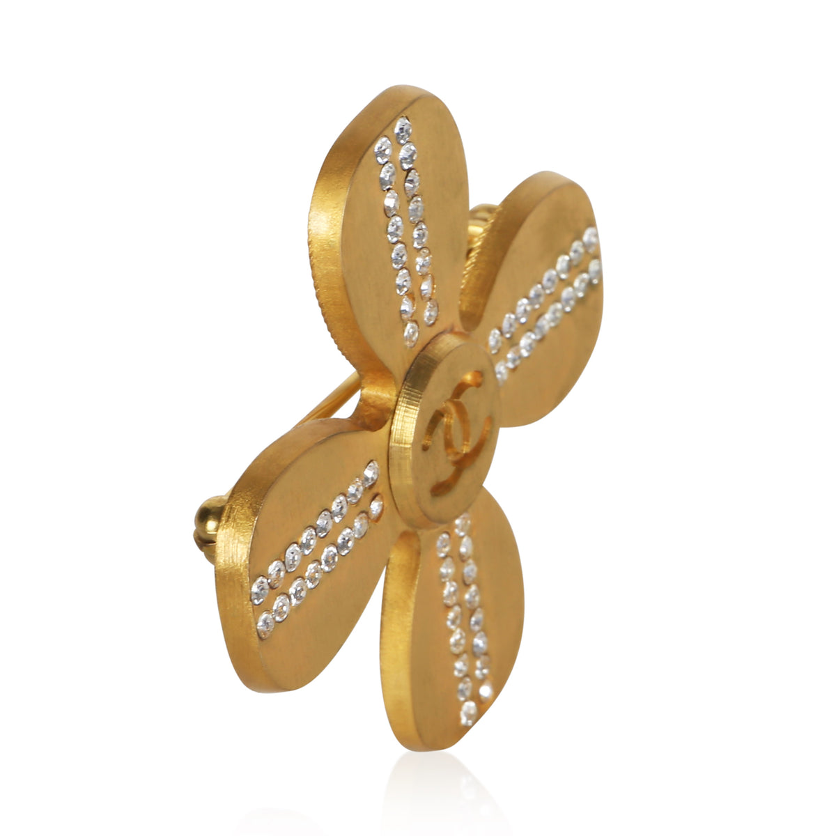 Chanel Gold Plated 2002 Cross CC Brooch 2