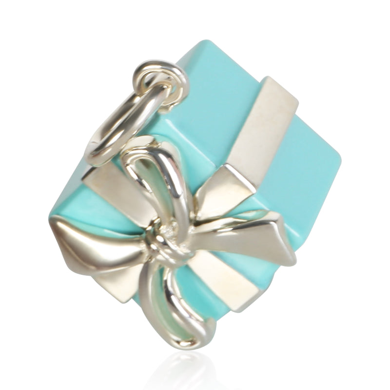 Tiffany & Co. Sterling Silver Blue Enamel Present Pendant fv