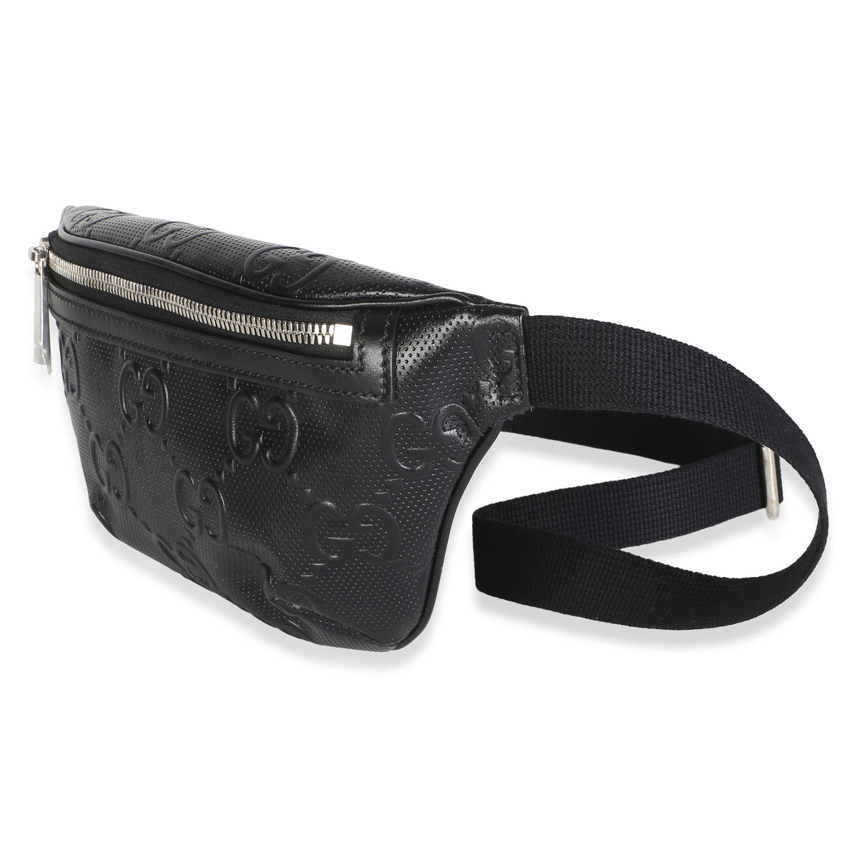 Gucci Black GG Tennis Embossed Calfskin Belt Bag Handbag 2