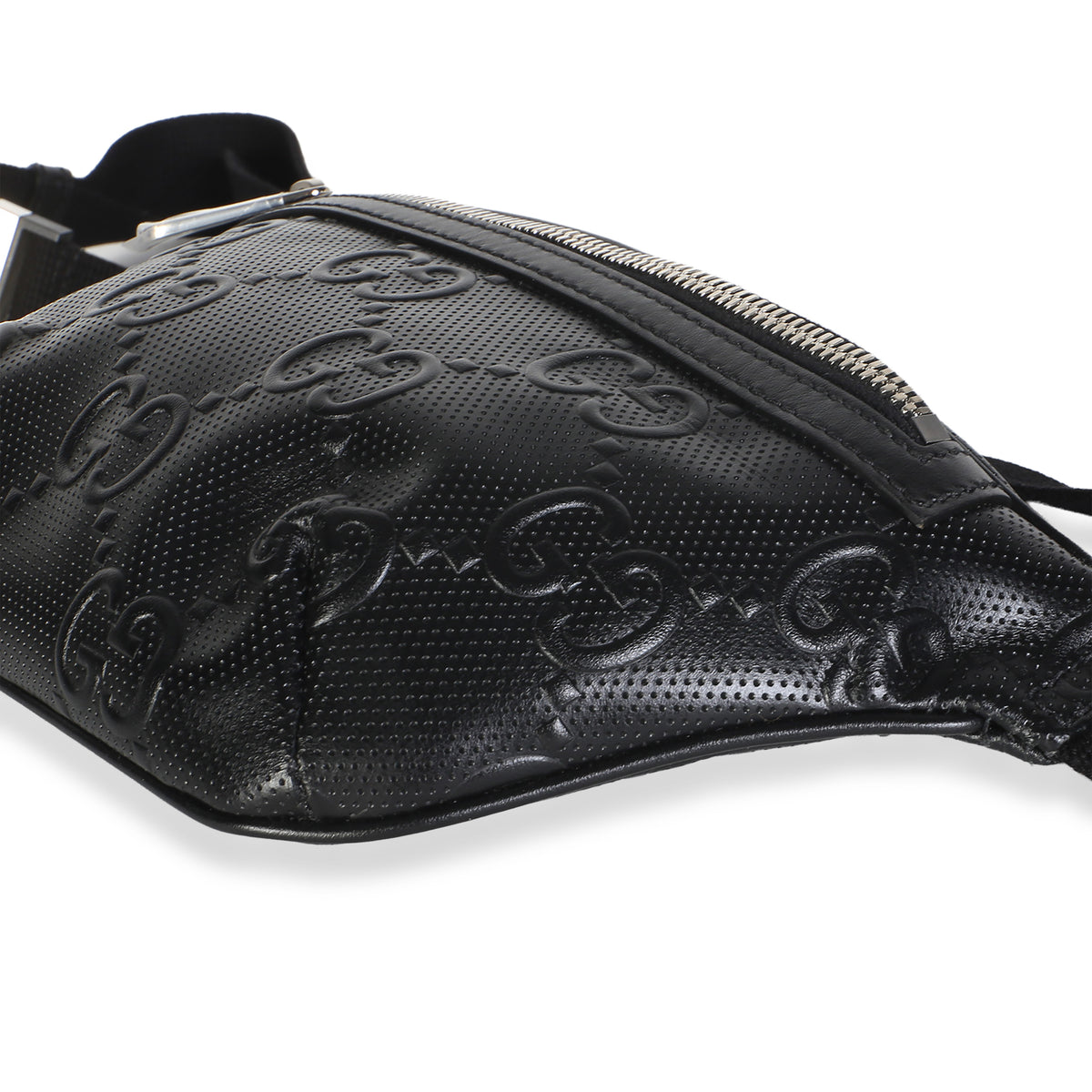 Gucci Black GG Tennis Embossed Calfskin Belt Bag Handbag 6