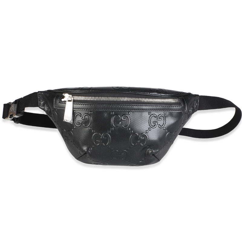 Gucci Black GG Tennis Embossed Calfskin Belt Bag Handbag id