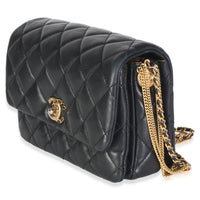 Chanel Black Quilted Lambskin Mini Medallion Multi Chain Flap Bag Handbag 2