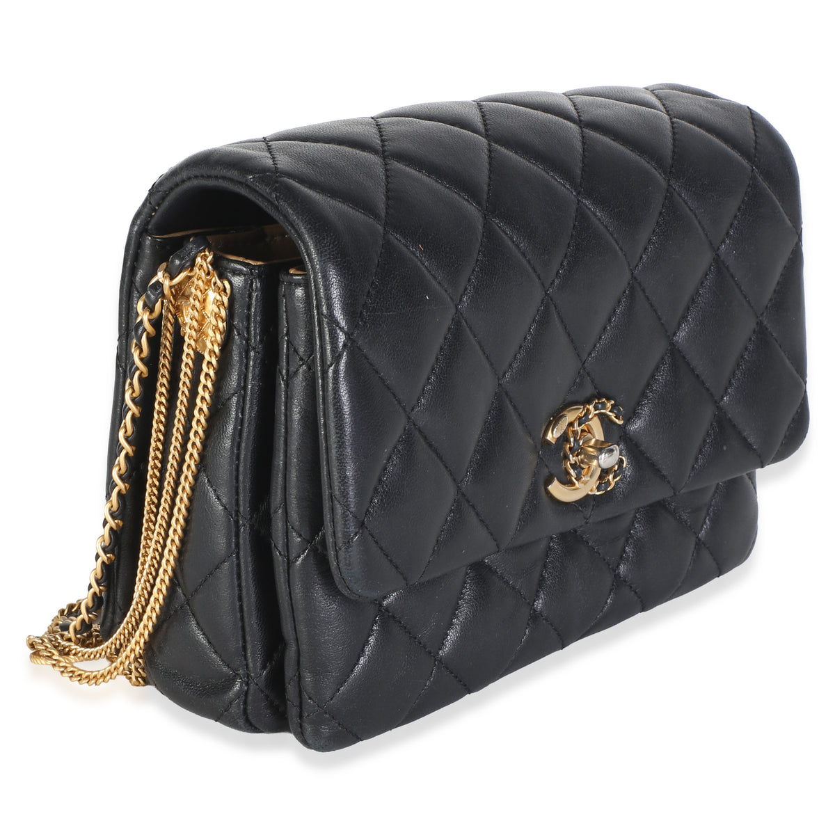 Chanel Black Quilted Lambskin Mini Medallion Multi Chain Flap Bag Handbag 3
