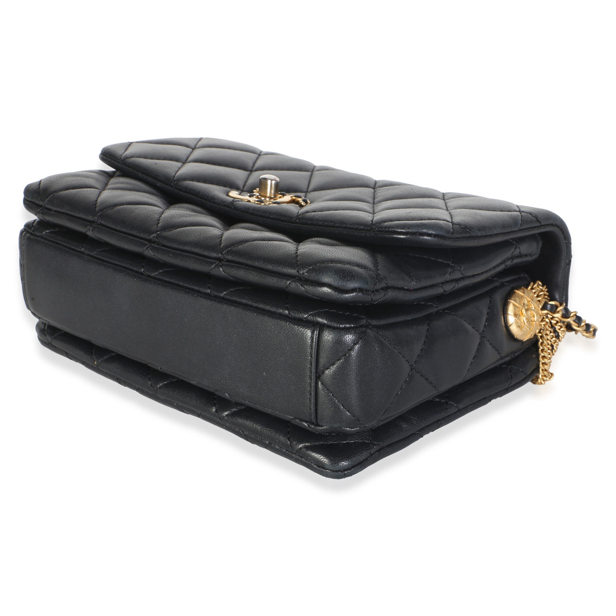 Chanel Black Quilted Lambskin Mini Medallion Multi Chain Flap Bag Handbag 6