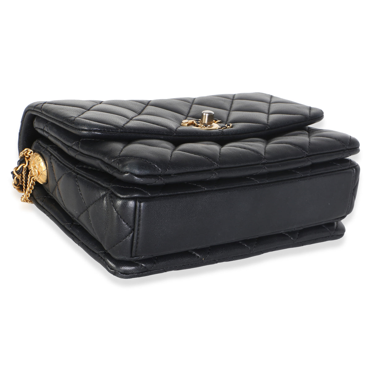 Chanel Black Quilted Lambskin Mini Medallion Multi Chain Flap Bag Handbag 7