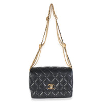 Chanel Black Quilted Lambskin Mini Medallion Multi Chain Flap Bag Handbag 8