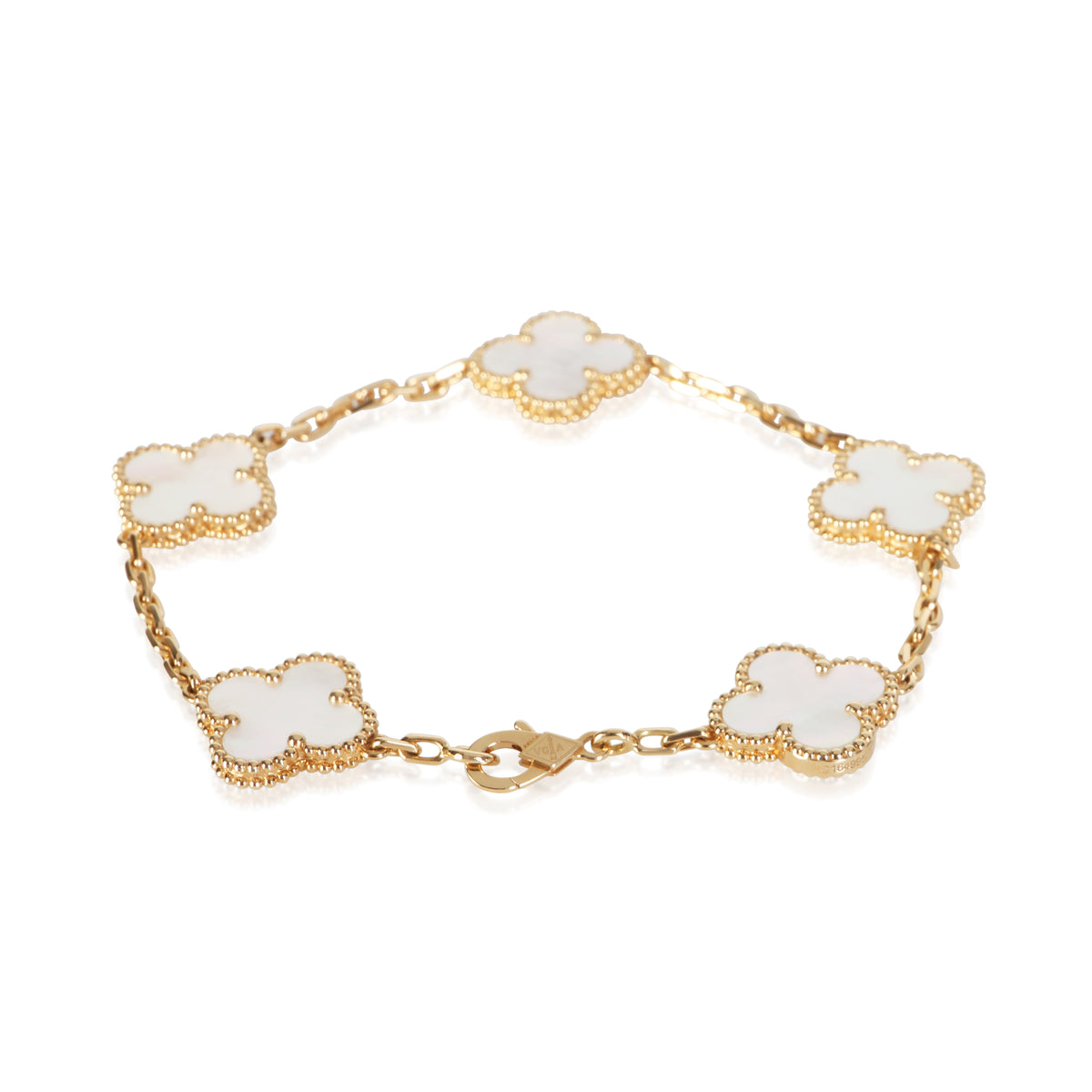 Van Cleef & Arpels Yellow Gold Mother Of Pearl Vintage Alhambra Bracelet 3