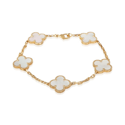 Van Cleef & Arpels Yellow Gold Mother Of Pearl Vintage Alhambra Bracelet fv