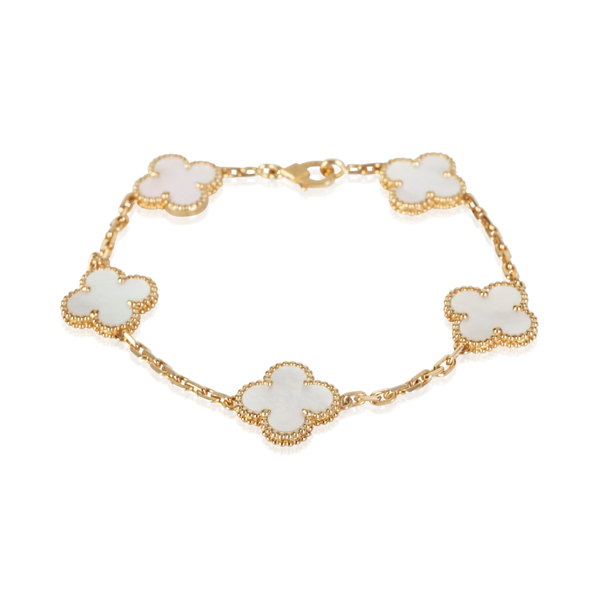Van Cleef & Arpels Yellow Gold Mother Of Pearl Vintage Alhambra Bracelet fv
