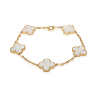 Van Cleef & Arpels Yellow Gold Mother Of Pearl Vintage Alhambra Bracelet fv