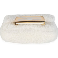 Fendi Cream Shearling Nano Maxi Buckle Baguette Charm Handbag 5