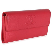 Chanel Vintage Dark Pink Caviar Timeless CC Flap Wallet Wallet 3