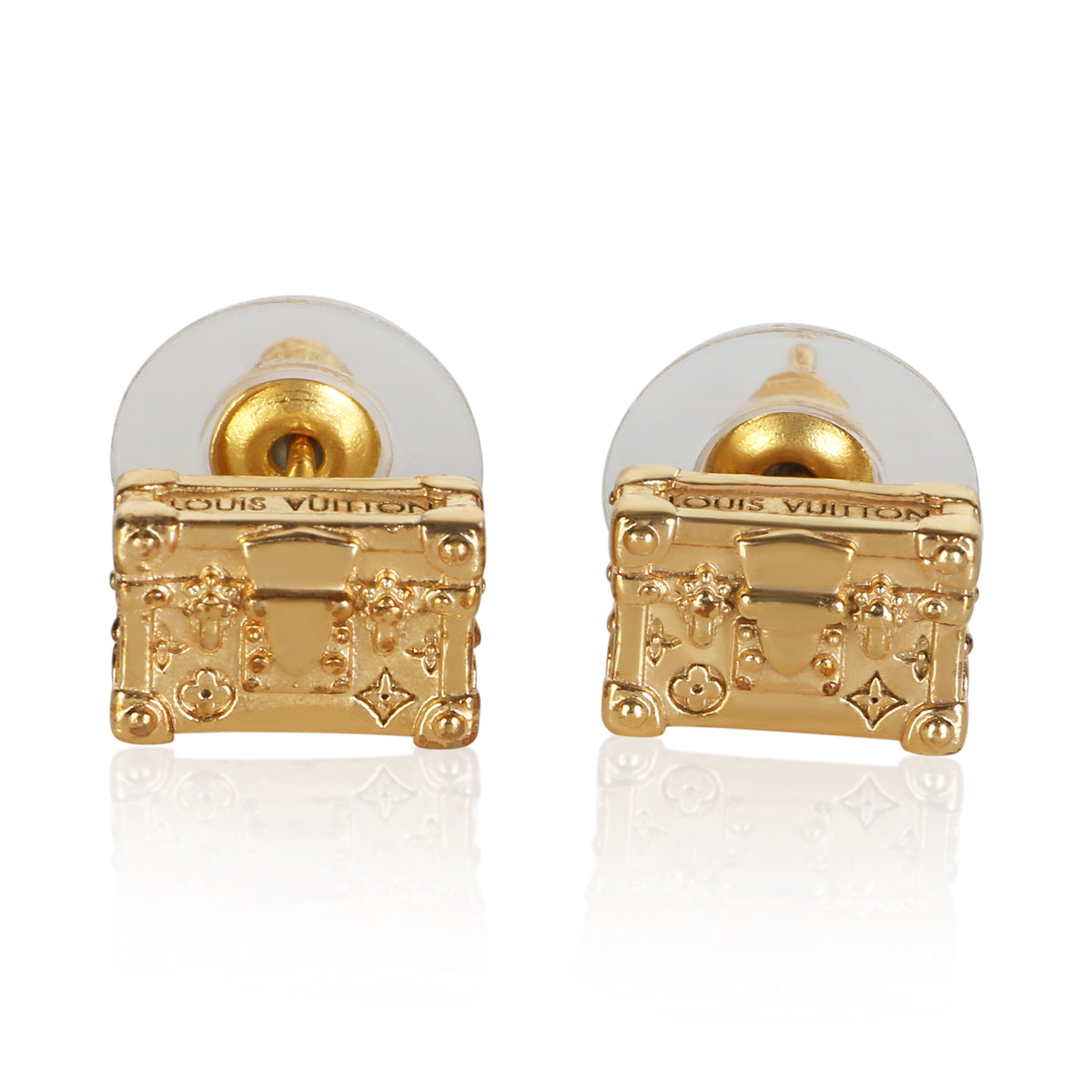 Louis Vuitton Gold Plated Petite Malle Earrings fv