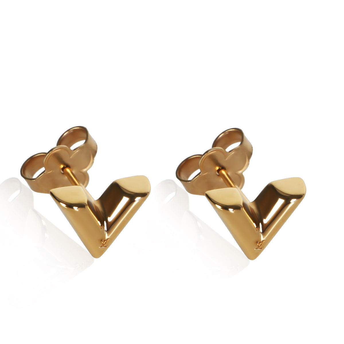 Louis Vuitton Gold Plated Essential V Earrings fv