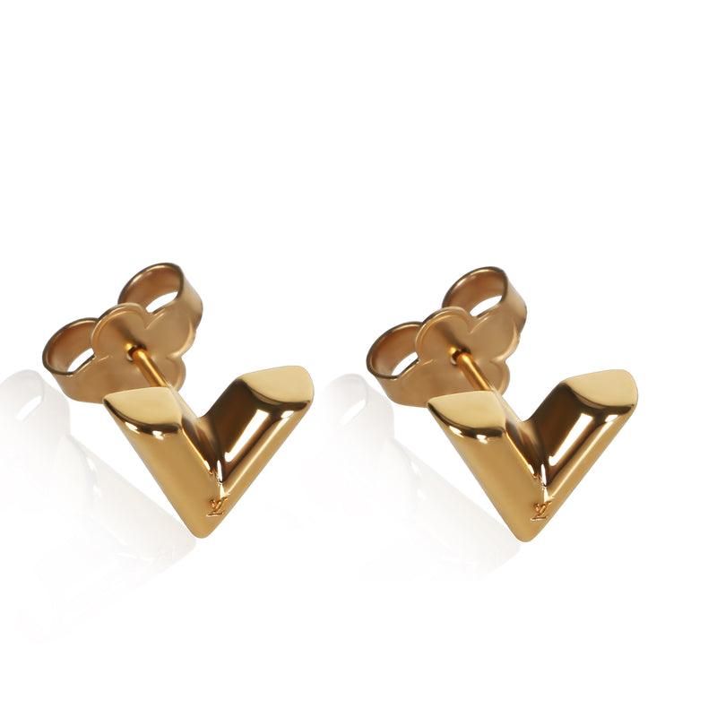 Louis Vuitton Gold Plated Essential V Earrings fv