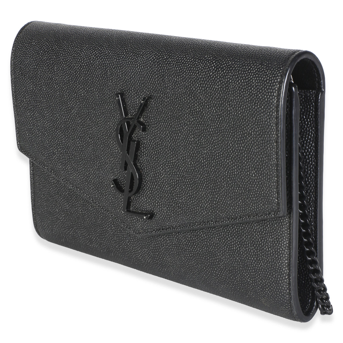 Saint Laurent Black Grain de Poudre Uptown Chain Wallet Handbag 2