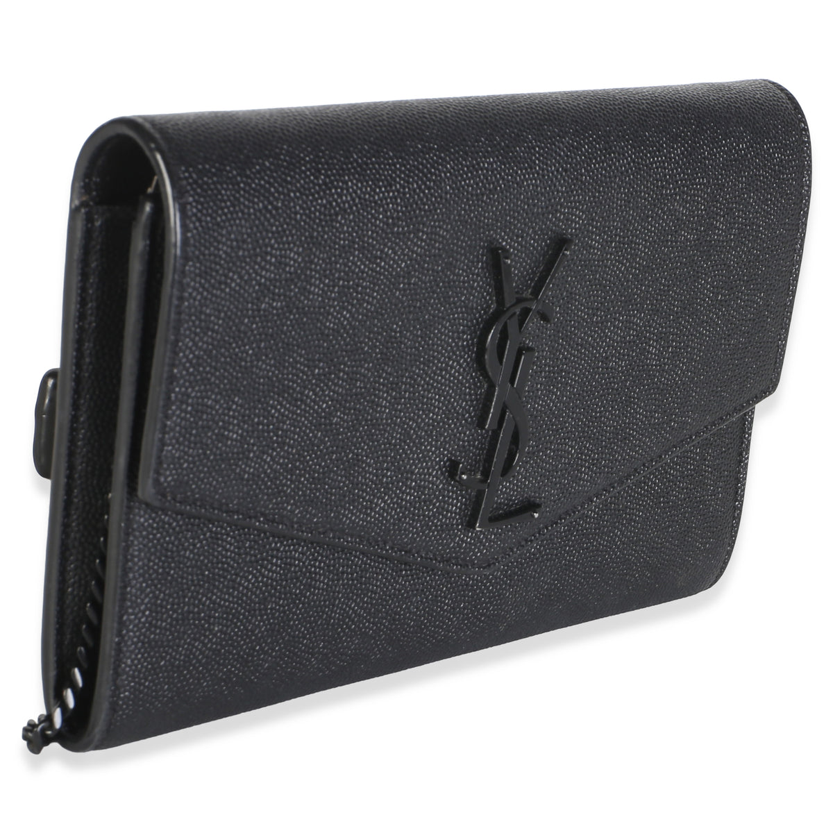 Saint Laurent Black Grain de Poudre Uptown Chain Wallet Handbag 4