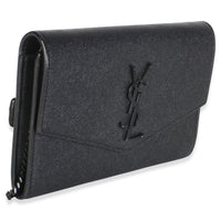 Saint Laurent Black Grain de Poudre Uptown Chain Wallet Handbag 4