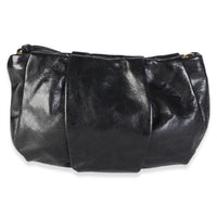 Prada Black Vitello Shine Pleated Bow Wristlet Clutch Handbag 4