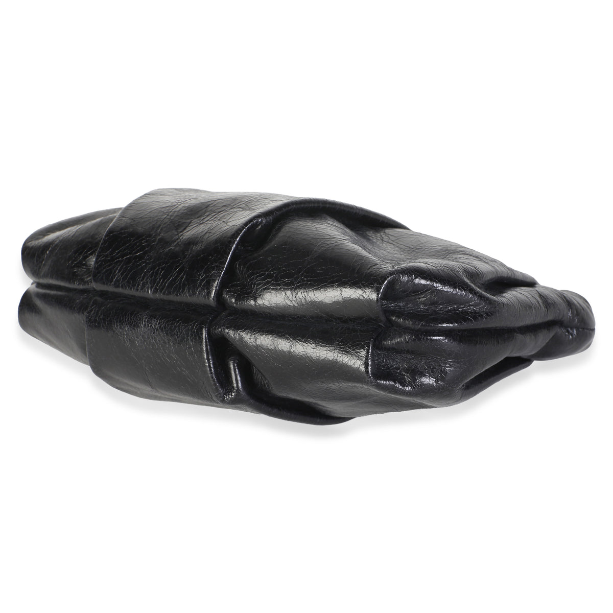 Prada Black Vitello Shine Pleated Bow Wristlet Clutch Handbag 6