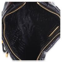 Prada Black Vitello Shine Pleated Bow Wristlet Clutch Handbag 8