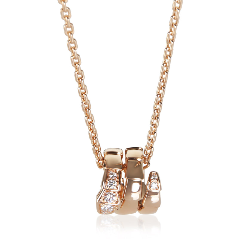 BVLGARI Rose Gold Diamond Serpenti Viper Pendant fv