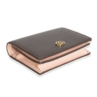Gucci Bicolor Taupe Pink Textured Calfskin Small GG Marmont Wallet Wallet 7