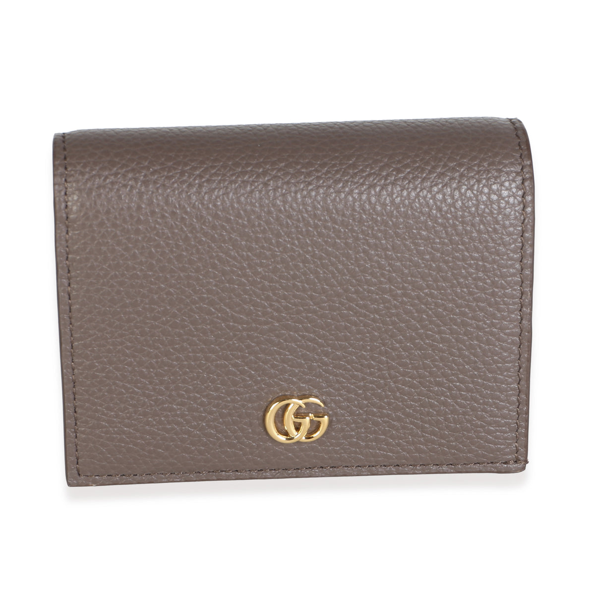 Gucci Bicolor Taupe Pink Textured Calfskin Small GG Marmont Wallet Wallet fv