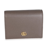 Gucci Bicolor Taupe Pink Textured Calfskin Small GG Marmont Wallet Wallet fv