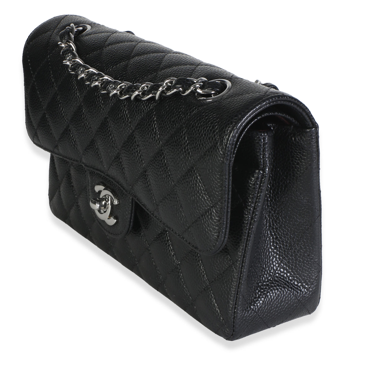 Chanel Black Quilted Caviar Small Classic Double Flap Bag Handbag 2