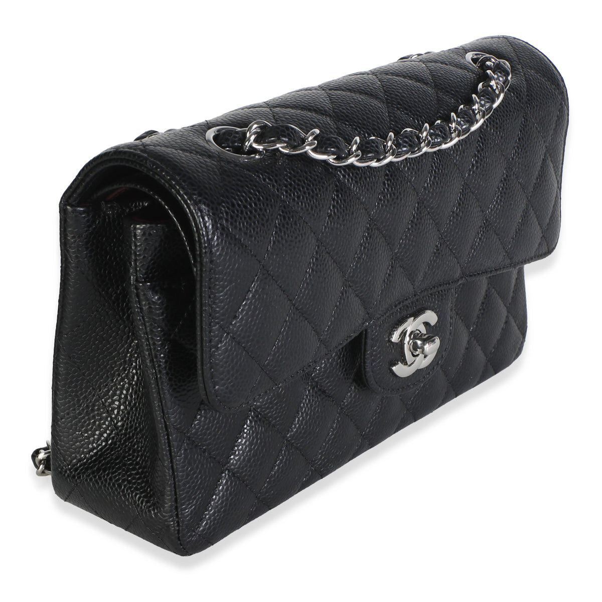 Chanel Black Quilted Caviar Small Classic Double Flap Bag Handbag 3