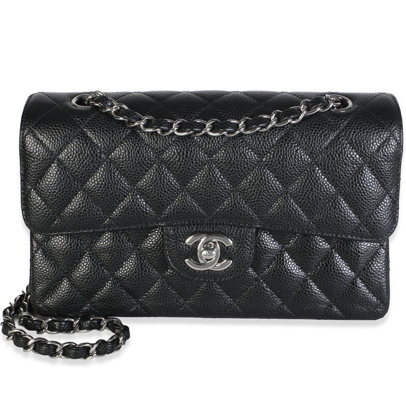 Chanel Black Quilted Caviar Small Classic Double Flap Bag Handbag id