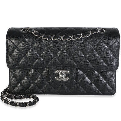 Chanel Black Quilted Caviar Small Classic Double Flap Bag Handbag id