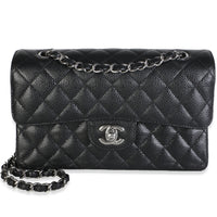 Chanel Black Quilted Caviar Small Classic Double Flap Bag Handbag id