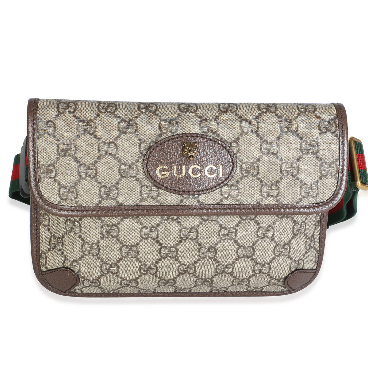 Gucci Brown GG Supreme Monogram Neo Vintage Web Belt Bag Handbag id