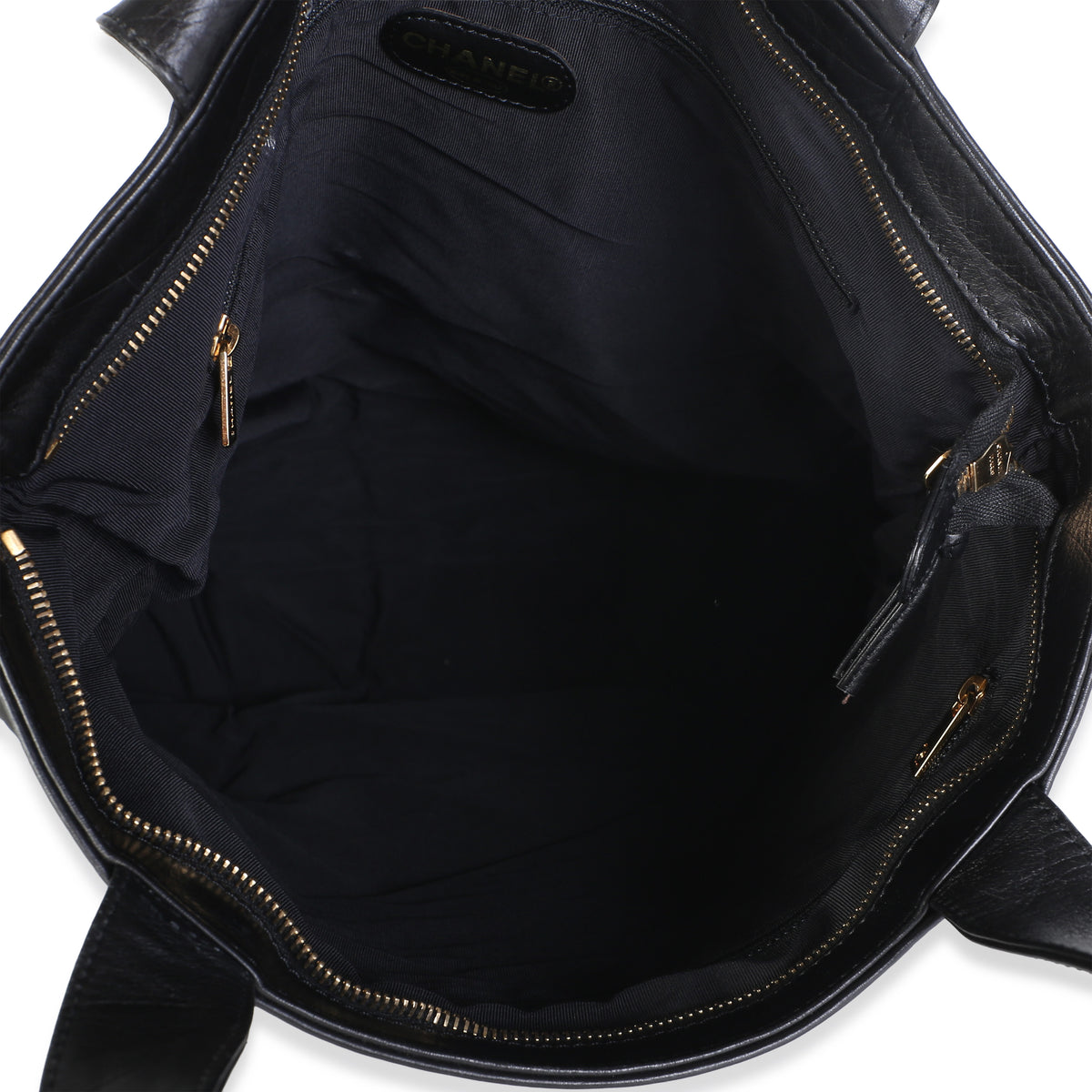 Chanel Vintage Black Embossed Lambskin CC Tote Handbag 9