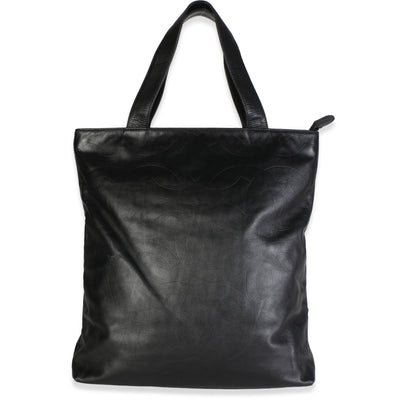 Chanel Vintage Black Embossed Lambskin CC Tote Handbag id