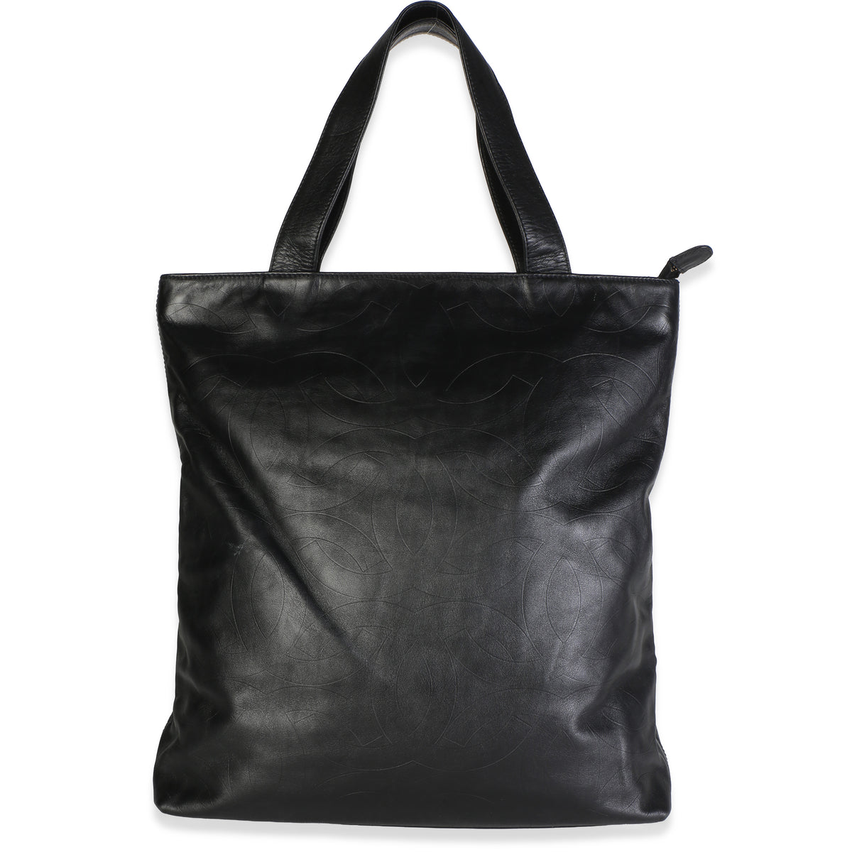 Chanel Vintage Black Embossed Lambskin CC Tote Handbag id