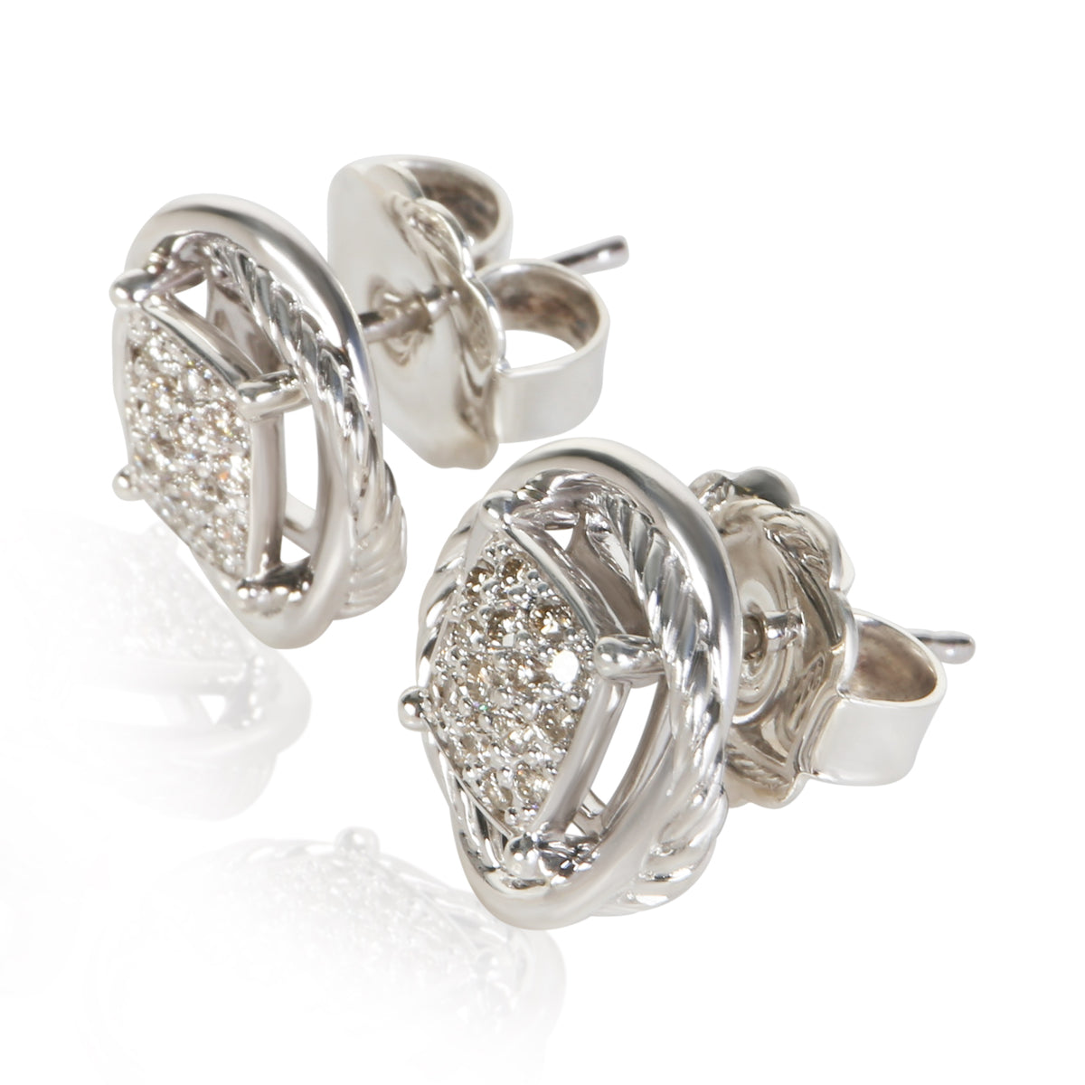 David Yurman Sterling Silver Diamond Infinity Earrings 2