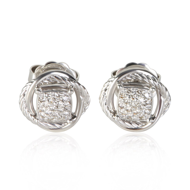 David Yurman Sterling Silver Diamond Infinity Earrings fv