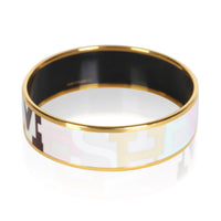 Hermès Gold Plated Capitales Wide Enamel Bracelet 3