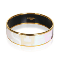 Hermès Gold Plated Capitales Wide Enamel Bracelet fv