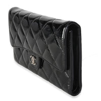 Chanel Black Quilted Patent CC Long Flap Wallet Wallet 2